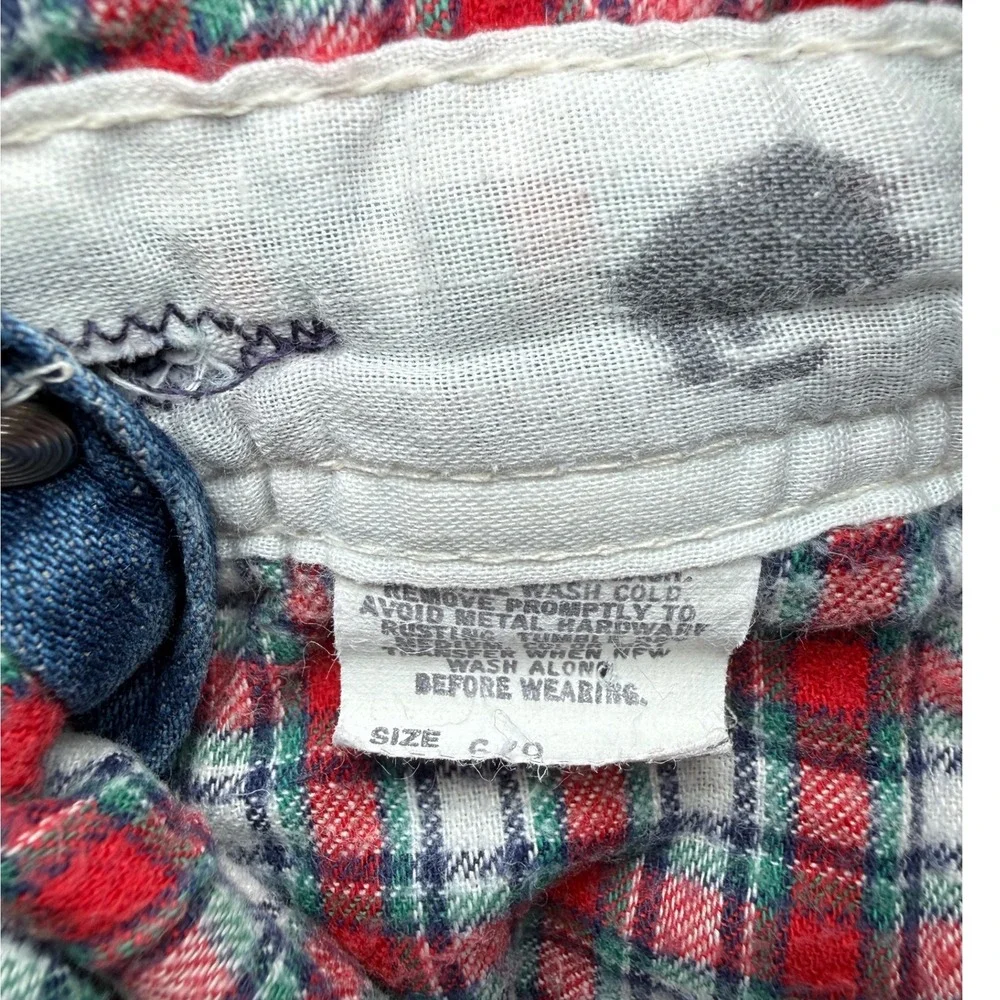 Vintage OshKosh Bgosh Plaid Lined Overalls 6/9M Denim Vestbak USA Made 80s 90s